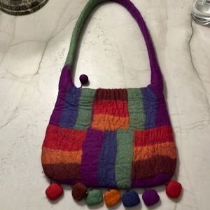 Rising tide handmade wool purse